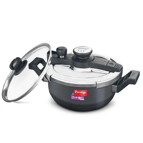 Prestige Clip-on Svachh Hard Anodised Spillage Control Pressure Cooker (Black)
