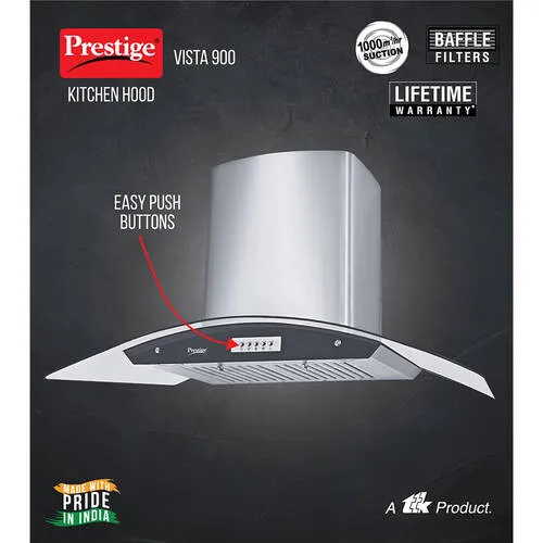 Prestige Vista 900 Kitchen Hood Chimney - Turbo Suction - 1000m3/hr