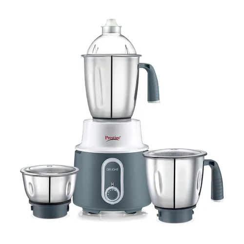 Prestige Delight 750 W Mixer Grinder, 3 Stainless Steel Jars (1500 ml, 1000 ml, 300 ml) (Charcoal Grey)