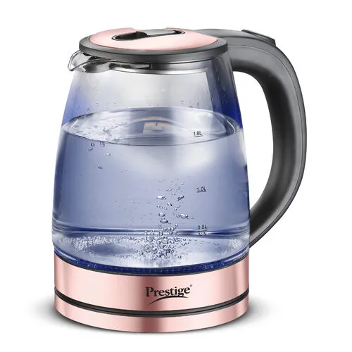 Prestige PKGB 1.8 Litre Electric Glass Kettle| LED Power Indicator| Borosilicate Glass| Automatic Power Cut-Off| Concealed Element| 360 Degree Swivel| Cool Touch Handle