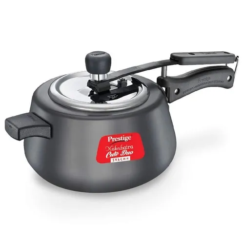 Prestige Nakshatra Cute Duo Svachh Hard Anodised Spillage Control Pressure Cooker (Black)