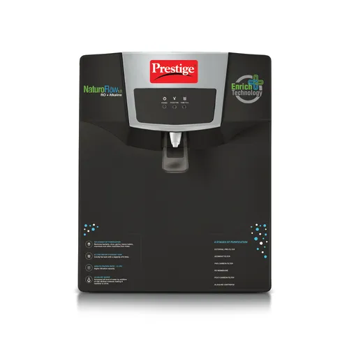 Prestige CleanHome Naturoflow 1.0 RO+ Alkaline Water Purifier, 8L (Black)